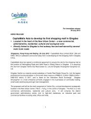 CapitaMalls Asia to develop its first shopping mall in Qingdao