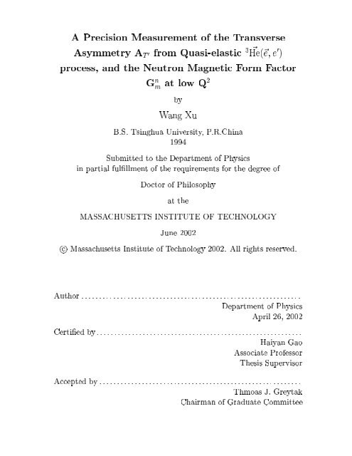 A Precision Measurement of the Transverse Asymmetry AAC from ...