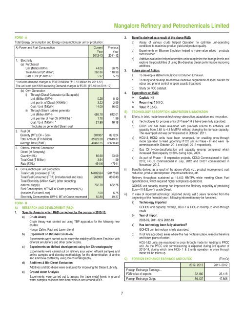 Annual Report for 2012-13 - Mangalore Refinery and ...