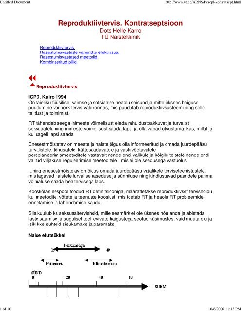 Reproduktiivtervis. Kontratseptsioon - Perearstikeskus.ee