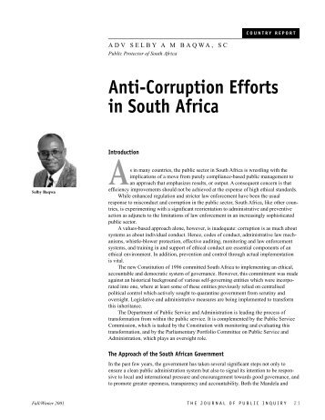 Anti-Corruption Efforts in South Africa - Council of the Inspectors ...