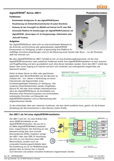 digitalstrom®--Server dss11 Produktinformation - aizo