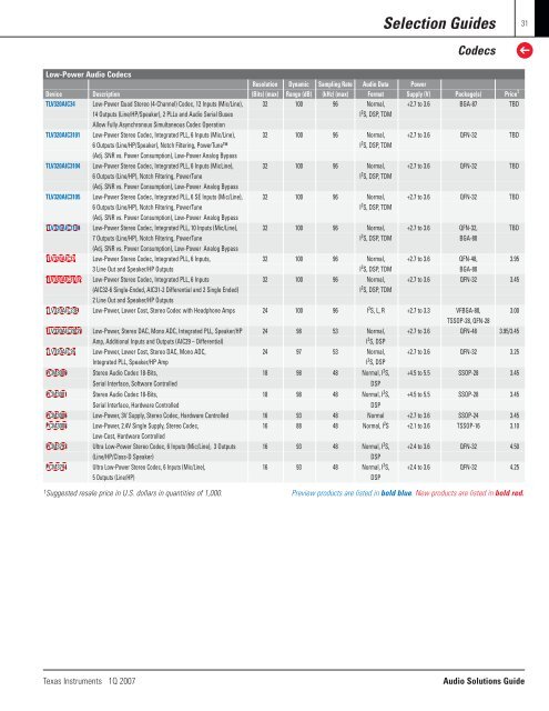 Audio Solutions Guide, 1Q 2007