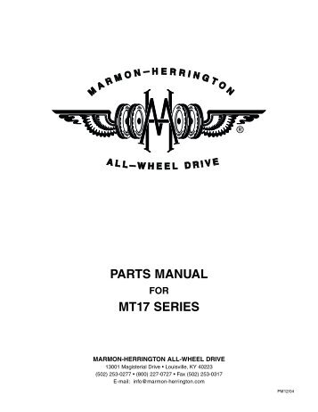 Marmon Herrington MT-17 Parts Manual.