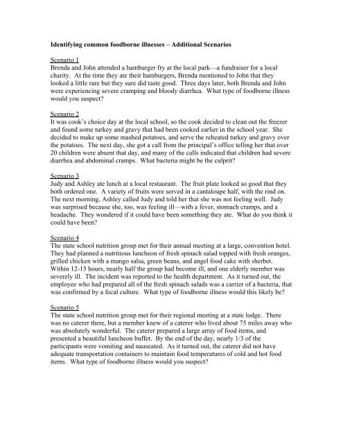 Additional Scenarios - National Food Service Management Institute