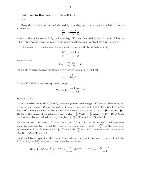 Solutions To Homework Problem Set 10 Solar Physics At Msu