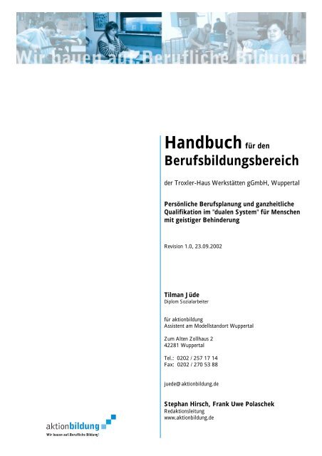 Handbuch Fur Den Berufsbildungsbereich Der Troxler Aktionbildung