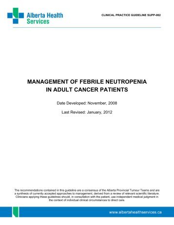 management of febrile neutropenia in adult cancer patients