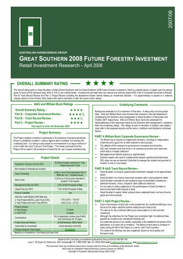 great southern 2008 future forestry investment