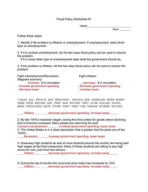 Fiscal Policy Worksheet 1 with answers.pdf - Moon Valley High School