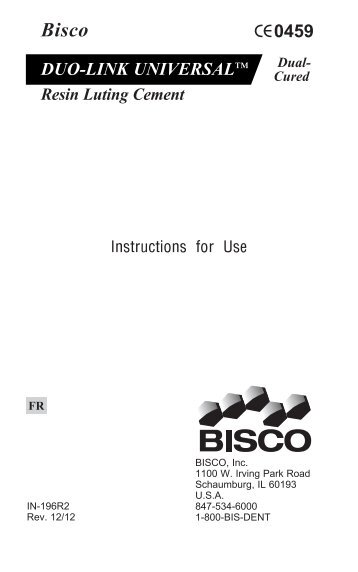 Instructions for Use CE0459 DUO-LINK UNIVERSAL™ - Bisco, Inc.