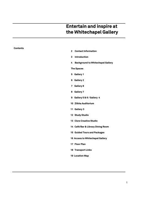 Venue Hire Whitechapel Gallery