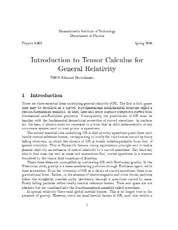 Introduction to Tensor Calculus for General Relativity - Part I