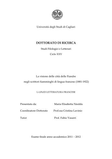 dottorato di ricerca - UniCA Eprints - UniversitÃ  degli studi di Cagliari.