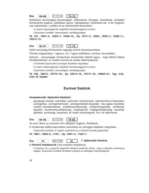 Matematika 4. Tanmenet