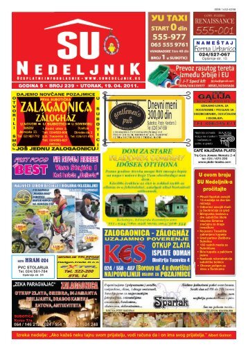 U ovom broju SU Nedeljnik-a proÄitajte