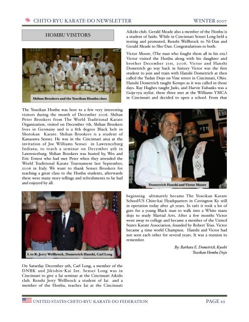 spring 2007 - United States Chito-ryu Karate Federation