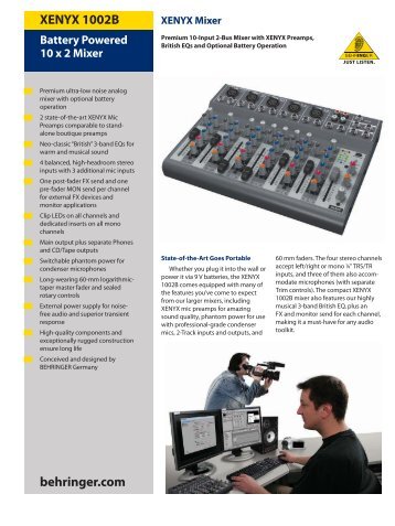 behringer.com XENYX 1002B - American Musical Supply