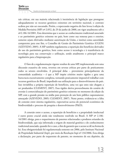 DESAFIOS DA BIOPROSPECÃÃO NO BRASIL Nilo Luiz Saccaro ...