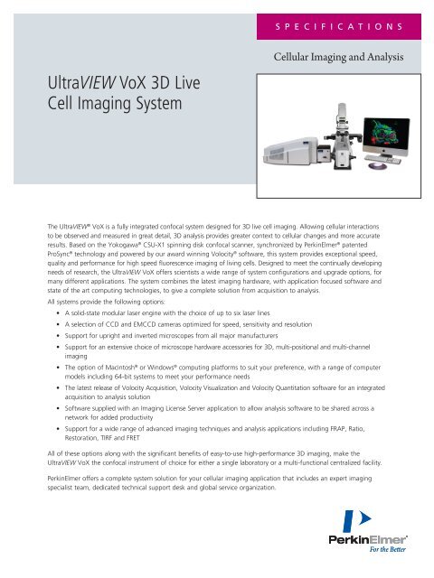UltraVIEW VoX 3D Live Cell Imaging System