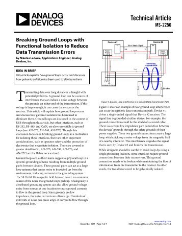 Breaking Ground Loops with Functional Isolation -  Analog Devices