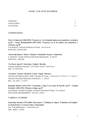 (1840-1893) “Concerto n. 1 in si bemolle minore per p - Storia della ...