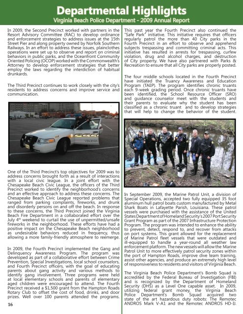 Virginia Beach Police Department 2009 Annual Report - City of ...