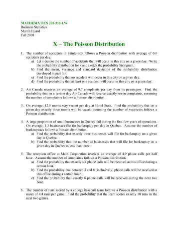 X â The Poisson Distribution - SLC Home Page