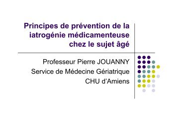 Pr Jouanny Iatrogenie medicamenteuse. Principes de ... - PIRG