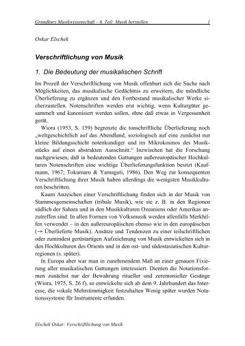 Verschriftlichung von Musik 1. Die Bedeutung der ... - stange-elbe.de