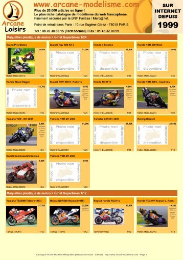 Catalogue Arcane Modélisme - Maquettes plastique de motos