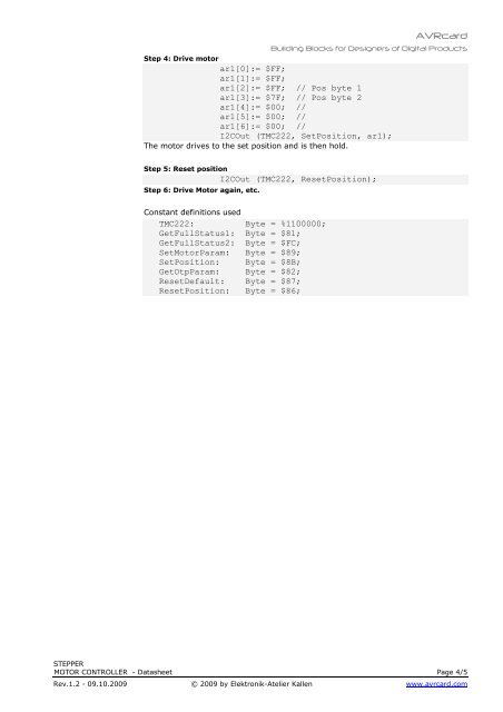 STEPPER MOTOR CONTROLLER - AVRcard