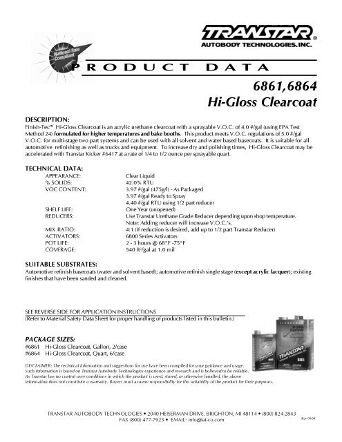 6861,6864 Hi-Gloss Clearcoat - MyAutoProducts.com