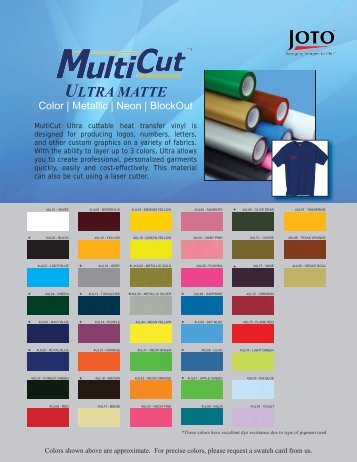 MultiCut Ultra Swatch Card [PDF] - Joto