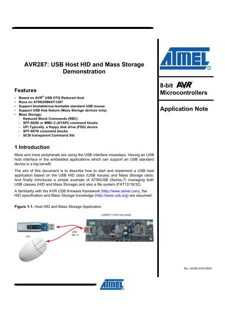AVR287:USB Host HID and Mass Storage ... - Atmel Corporation