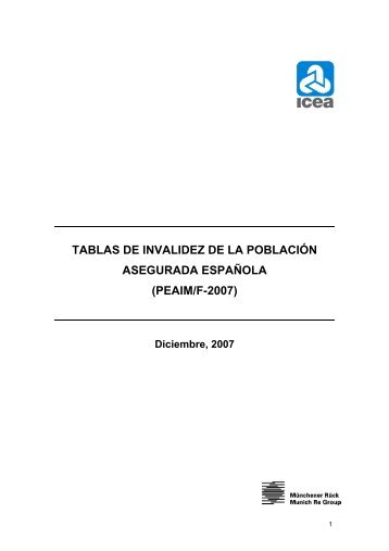 tablas de invalidez de la población asegurada española - Unespa