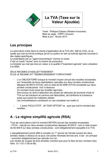 La TVA (Taxe sur la Valeur AjoutÃ©e) - CRPF Limousin