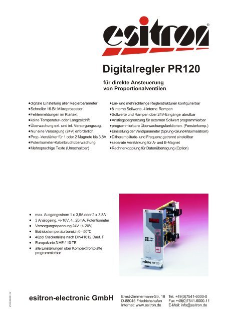 Digitalregler PR120 - esitron-electronic GmbH