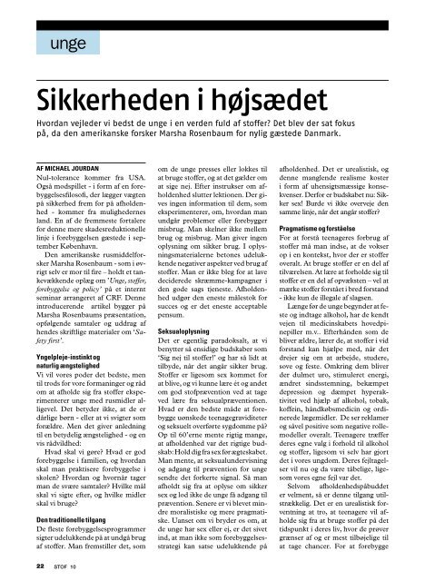 TIDSSKRIFT FOR STOFMISBRUGSOMRÃDET nr . 1 0 . vnter 2 0 0 7