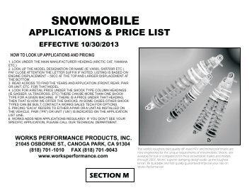 Snowmobile Application Guide - Works Shocks