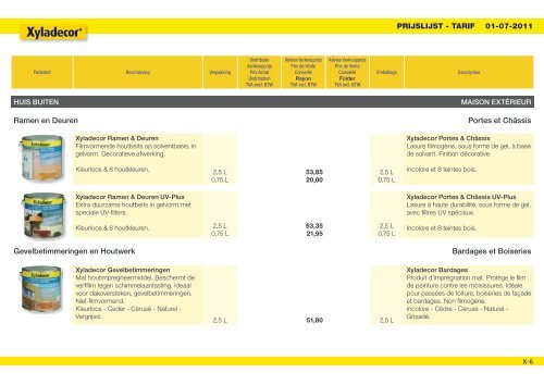 Prijslijst Tarif 2011 - BigMat