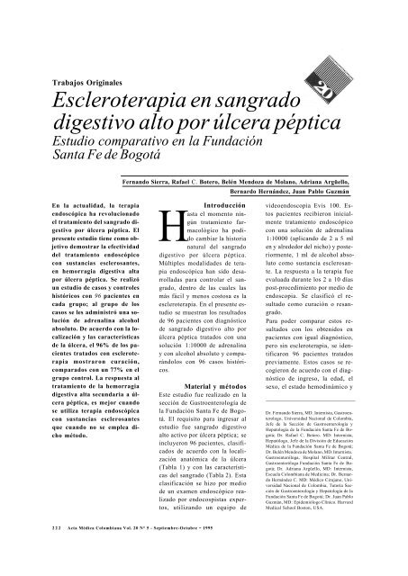 Escleroterapia en sangrado digestivo alto por úlcera péptica Estudio ...