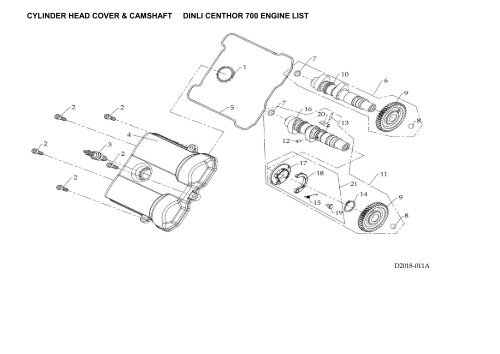 cylinder head cover & camshaft dinli centhor 700 engine list