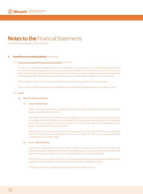 Financial Statements - Mewah Group