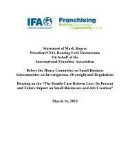 Statement of Mark Rogers President/CEO, Roaring Fork Restaurants ...