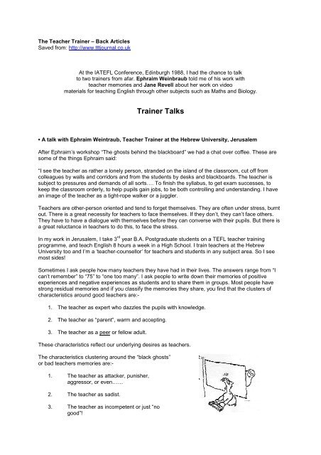 Trainer Talks The Teacher Trainer Journal
