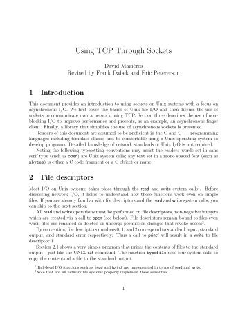 Using TCP Through Sockets