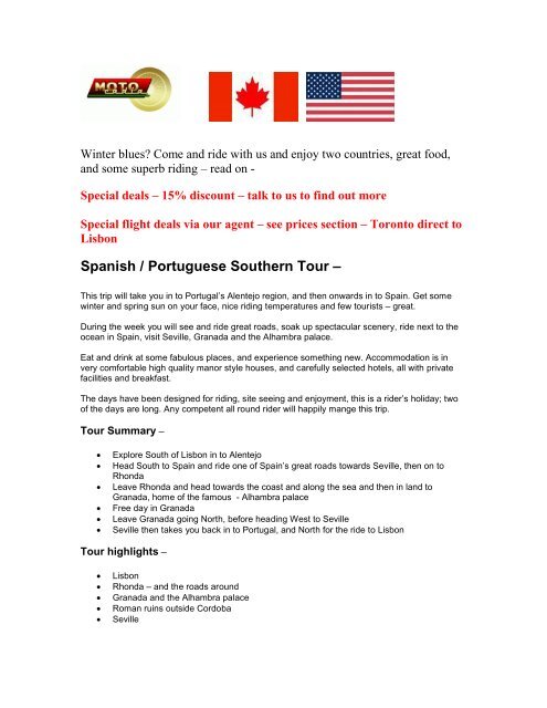 Spanish / Portuguese Southern Tour â - Motocadia