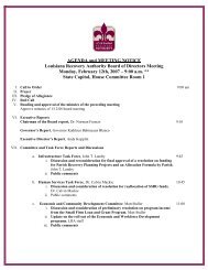 AGENDA and MEETING NOTICE Louisiana Recovery Authority ...