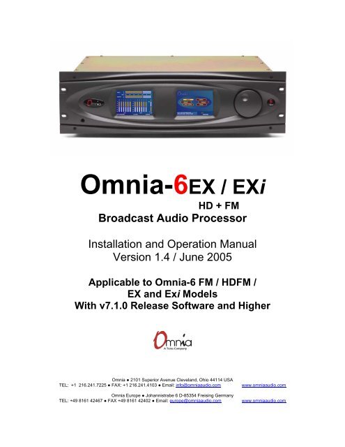 OMNIA-User manual OMNIA6-SERIES